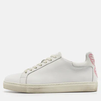 Pre-owned Sophia Webster White Leather Bibi Butterfly Sneakers Size 36.5