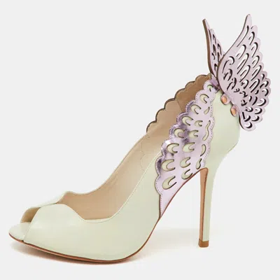 Sophia Webster White/purple Leather Angelica Lunar Winged Peep Toe Pumps
