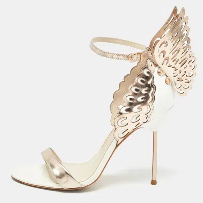 Pre-owned Sophia Webster White/rose Gold Patent And Leather Evangeline Sandals Size 39
