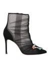 Sophia Webster Woman Ankle Boots Black Size 8 Textile Fibers, Leather In Black