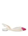 Sophia Webster Woman Ballet Flats White Size 7 Leather, Textile Fibers In White