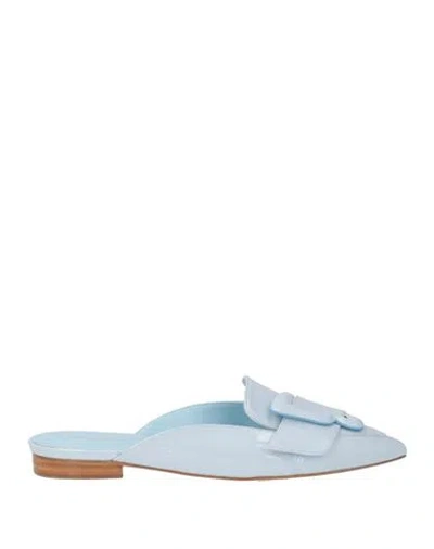 Sophia Webster Woman Mules & Clogs Sky Blue Size 6 Leather