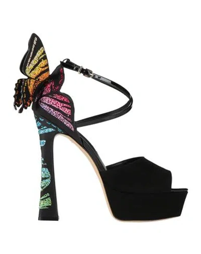 Sophia Webster Woman Sandals Black Size 11 Leather, Textile Fibers
