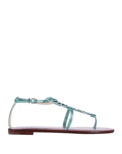 Sophia Webster Woman Thong Sandal Azure Size 6 Leather In Blue