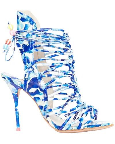 Pre-owned Sophia Webster Women's Leather Blue Printed Cage Heel (authentic Pre-loved)