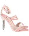 Sophia Webster Women's Velvet Rosalind Crystal Heel Ankle Strap Sandal, Size  37.5, Never Worn (auth In Pink