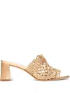 Sophia Webster Woven Leather Block-heel Pumps In Gold