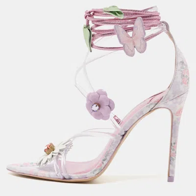 Pre-owned Sophia Webster X Love Shack Fancy Multicolor Pvc And Leather Wildflower Ankle Wrap Sandals Size 41