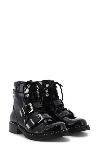 Sophia Webster Ziggy Biker Boot In Black Naplak