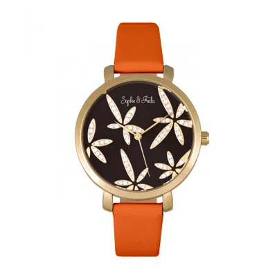 Sophie And Freda Key West Leather-band Watch With Swarovski Crystals