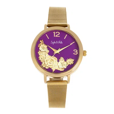 Sophie And Freda Lexington Quartz Purple Dial Ladies Watch Sf5204 In Purple/gold Tone