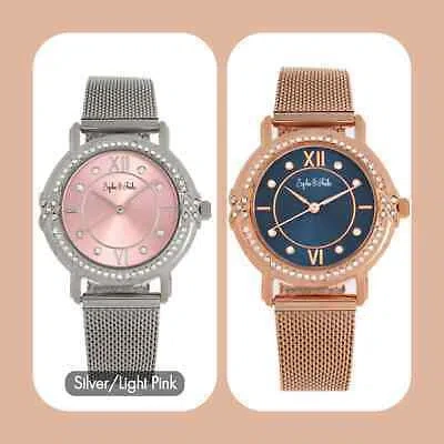 Pre-owned Sophie And Freda Sophie & Freda "reno" Bracelet Watch With Swarovski Crystals In Silver