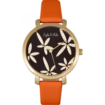 Sophie And Freda Sophie & Freda Key West Leather-band Watch W/swarovski Crystals In Multi
