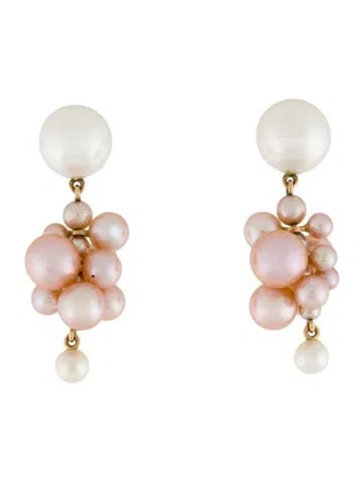 Pre-owned Sophie Bille Brahe 14k Pearl Botticelli Drop Earrings In Multi