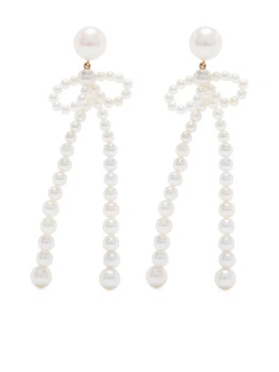 Sophie Bille Brahe 14k Recycled Yellow Gold Bow Rosette Pearl Earrings In Neutrals