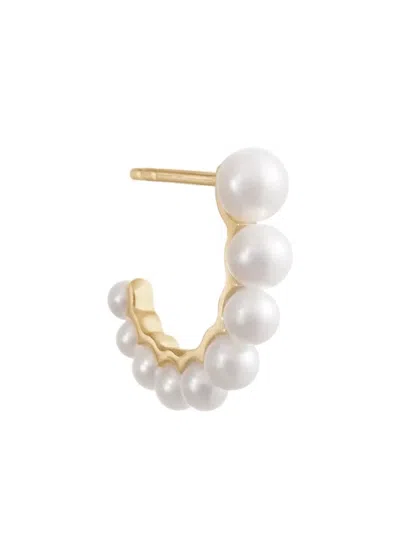 Sophie Bille Brahe 14k Yellow Gold Petit Boucle De Perle Earring In White