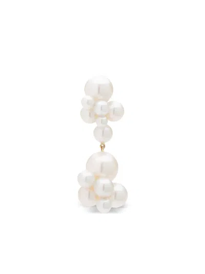 Sophie Bille Brahe 14k Yellow Gold Bisous Double Pearl Earring In 中性色