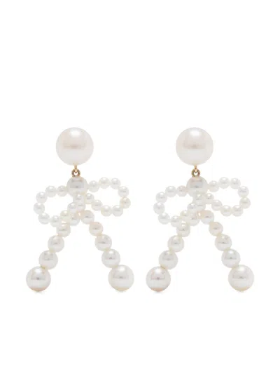 SOPHIE BILLE BRAHE 14K YELLOW GOLD BOW PEARL EARRINGS