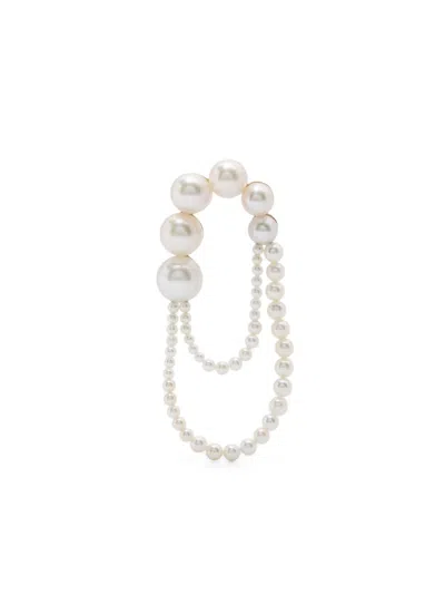 Sophie Bille Brahe 14k Yellow Gold Embrassée De Perle Earrings In White