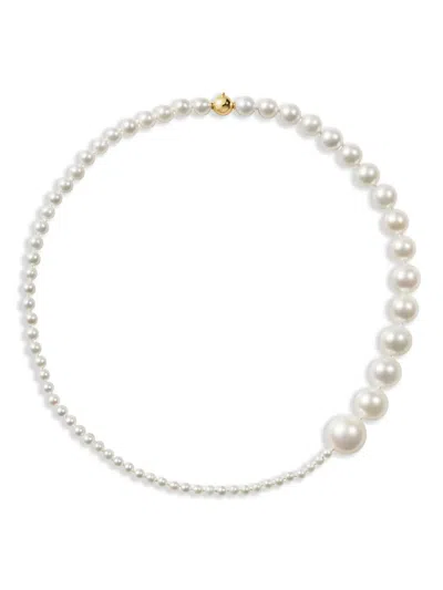 Sophie Bille Brahe Peggy Moon 14k Yellow Gold Pearl Necklace In White