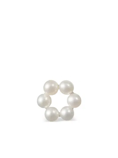 Sophie Bille Brahe 14k Yellow Gold Petite Luna Earring In White