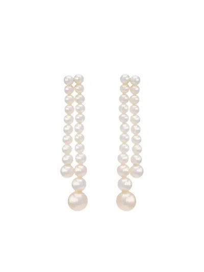 Sophie Bille Brahe 14k Yellow Gold Rising Moon Pearl Earrings In White