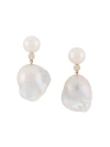 SOPHIE BILLE BRAHE 14K YELLOW GOLD VENUS DIAMANT DIAMOND AND PEARL DROP EARRINGS