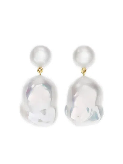 Sophie Bille Brahe 14k Yellow Gold Venus Pearl Earrings In Metallic