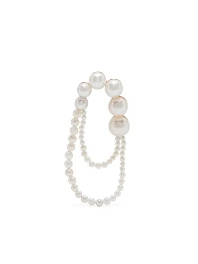 Sophie Bille Brahe 14kt Recycled Yellow Gold Embrassée De Perle Single Earring In White