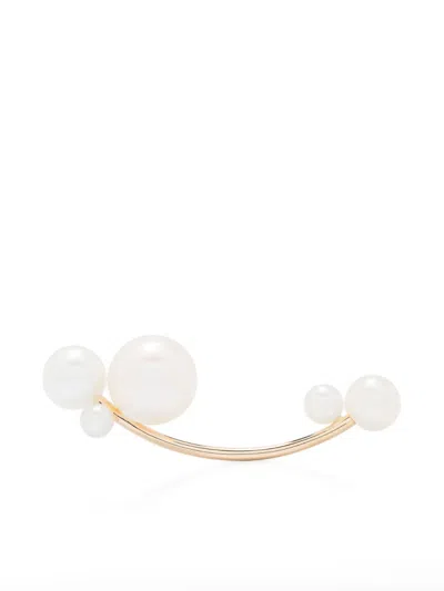 Sophie Bille Brahe Small Yellow Gold And Pearl Stellari Single Left Earring In 14k Yg