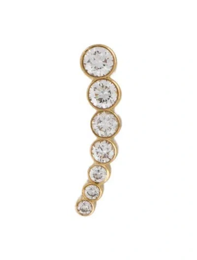 Pre-owned Sophie Bille Brahe 18k Diamond Petite Croissant De Lune Ear Climber In Silver