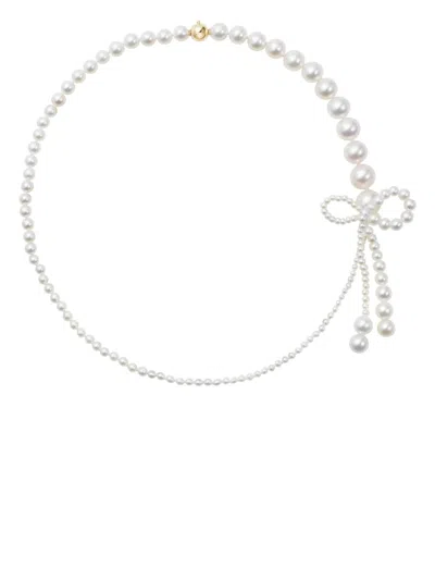 Sophie Bille Brahe Peggy Rosette 14k Yellow Gold Pearl Necklace