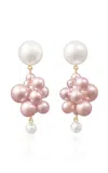 Sophie Bille Brahe Botticelli Rose 14k Yellow Gold Pearl Earrings In Pink