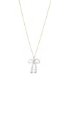 Sophie Bille Brahe Bow 14k Yellow Gold Pearl Necklace In White