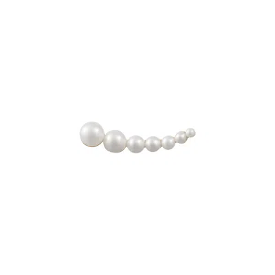 Sophie Bille Brahe Croissant Moon 14k Yellow Gold Pearl Left Earring In White