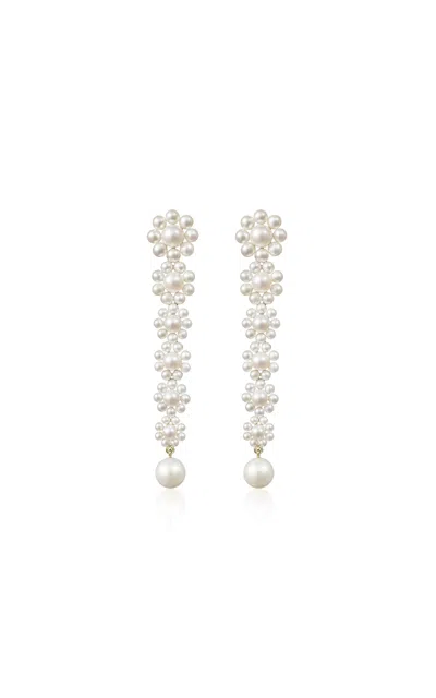 Sophie Bille Brahe Grande Marguerite Fleur Pearl Earrings In Metallic