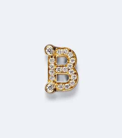 Sophie Bille Brahe Initial Petite B 18kt Gold Single Earring With Diamonds