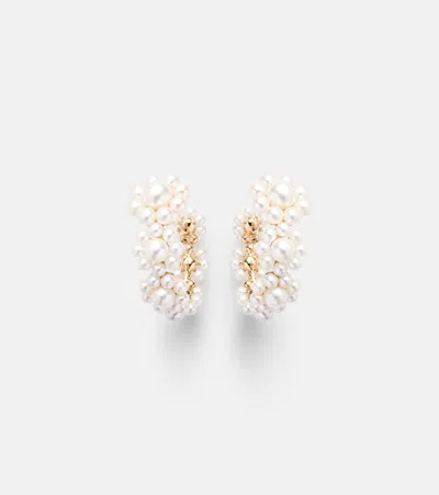 Sophie Bille Brahe Jardin Boucle 14kt Gold Earrings With Freshwater Pearls In Yellow Gold Pearl