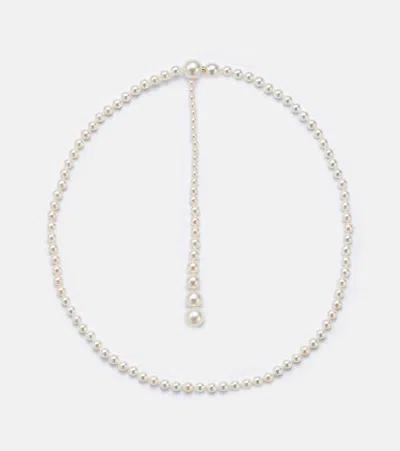Sophie Bille Brahe La Belle Moon 14kt Gold Necklace With Pearls