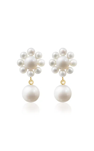 Sophie Bille Brahe Margherita Perle Recycled 14ct Yellow-gold And Freshwater Pearl Drop Earrings In White