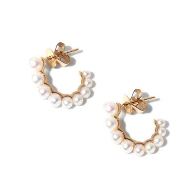 Sophie Bille Brahe Mini Boucle Loop Earrings With 14k Recycled Yellow Gold And Pearls