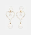 Sophie Bille Brahe Pearl Heart 14kt Gold Pendant Earrings With Pearls In Multicoloured