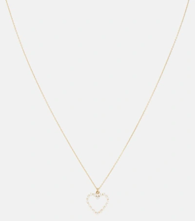 Sophie Bille Brahe Pearl Heart 14kt Gold Pendant Necklace With Pearls In Multicoloured