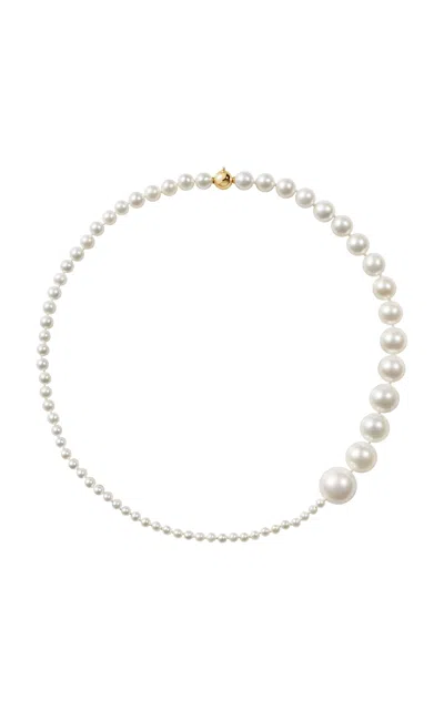 Sophie Bille Brahe Peggy Moon 14k Yellow Gold Pearl Necklace In White
