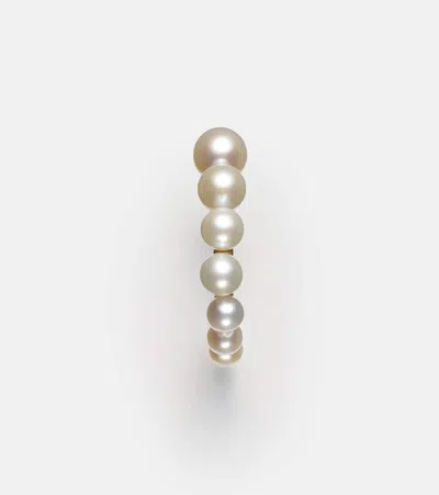Sophie Bille Brahe Petit Boucle De Perle 14kt Gold Hoop Earring With Freshwater Pearls In White