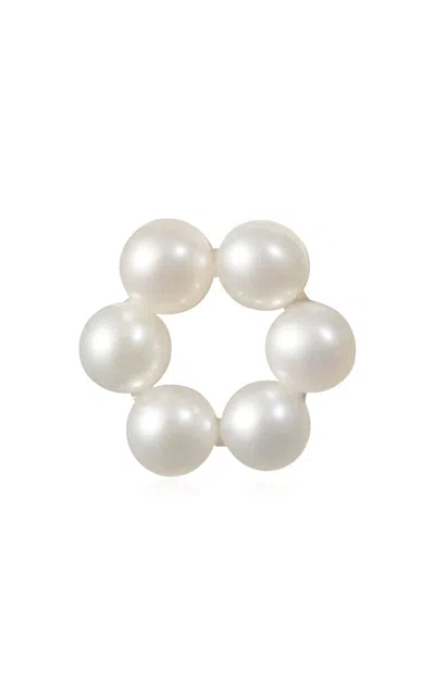 Sophie Bille Brahe Petite Luna 14k Yellow Gold Pearl Single Earring In White