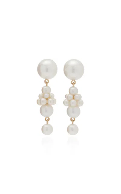 Sophie Bille Brahe Petite Tulip 14k Yellow Gold Pearl Earrings In White