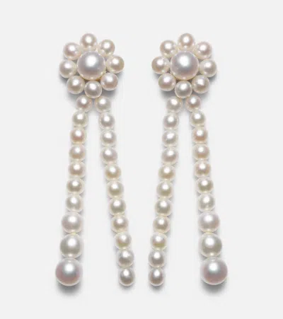 Sophie Bille Brahe Grande Promenade De Fleur 14-karat Gold Pearl Earrings In White