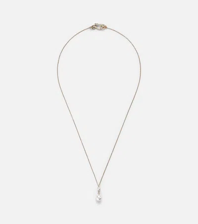 Sophie Bille Brahe Rêve Simple 14kt Gold Necklace With Diamonds And Pearls In Yg Pearl