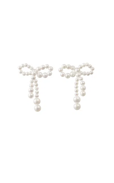 Sophie Bille Brahe Rosette De Perles 14k Yellow Gold Pearl Earrings In White